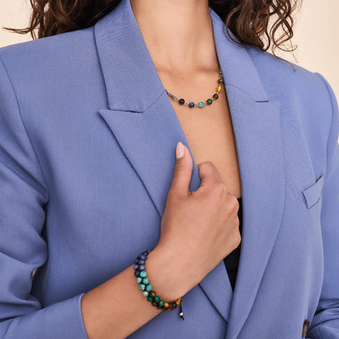 Chakra arc-en-ciel | Collier chaîne 7 pierres précieuses | Argent